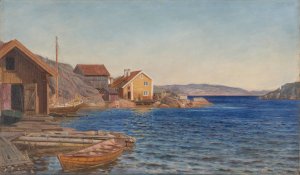 Formiddag i Ny-Hellesund by Amaldus Nielsen Oil Painting