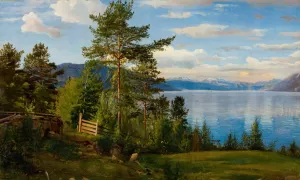 Fra aenes, Kvinnherred by Amaldus Nielsen Oil Painting