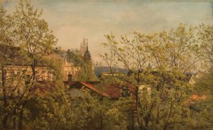 Fra ateliervinduet i mai, Majorstuveien 8 by Amaldus Nielsen Oil Painting