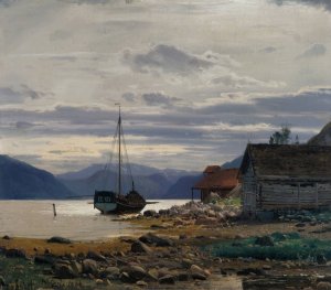 Fra Balestrand by Amaldus Nielsen Oil Painting