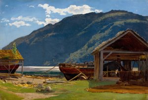 Fra Eide, Hardanger Oil painting by Amaldus Nielsen