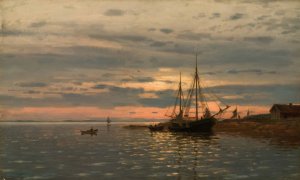 Fra fjorden by Amaldus Nielsen Oil Painting