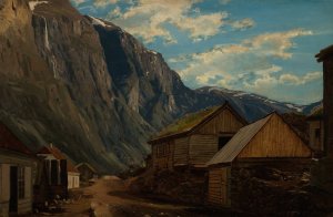 Fra Gudvangen by Amaldus Nielsen Oil Painting