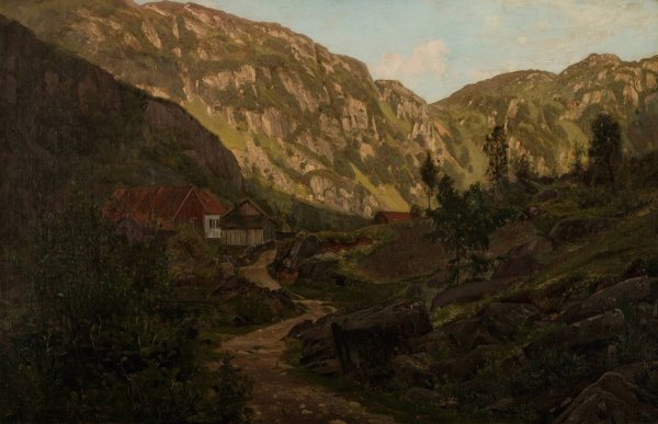Main Product Photo of Fra heiene ved Reke  Painting by Amaldus Nielsen