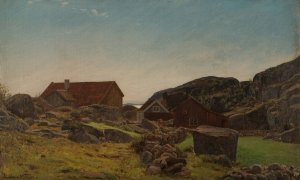 Fra Ny-Hellesund by Amaldus Nielsen Oil Painting