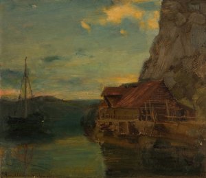 Fra Solsvik, Bergen by Amaldus Nielsen Oil Painting