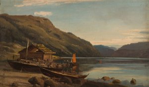 Fra Suldalsvann by Amaldus Nielsen Oil Painting
