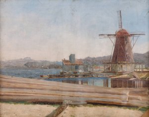Garveriet, Mandal by Amaldus Nielsen Oil Painting