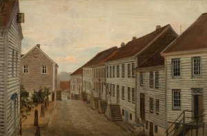 Gate i Mandal by Amaldus Nielsen Oil Painting