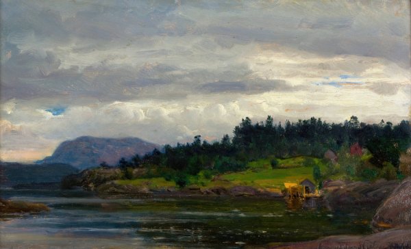 Gjermundshavn, Hardanger  by Amaldus Nielsen - Hand-Painted Oil Painting Reproduction