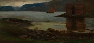 Gjermundshavn, Hardanger by Amaldus Nielsen Oil Painting