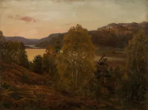Hostaften, Mandal Oil painting by Amaldus Nielsen
