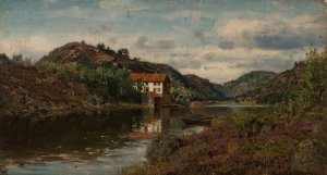 Hovenkilen ved Mandal by Amaldus Nielsen Oil Painting