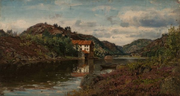 Hovenkilen ved Mandal  by Amaldus Nielsen - Hand-Painted Oil Painting Reproduction
