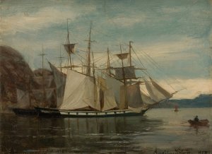 Kleven, Mandal by Amaldus Nielsen Oil Painting