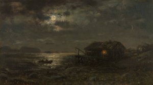 Maneskinn, Kinn by Amaldus Nielsen Oil Painting