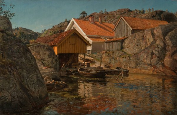 Mellom klipper. Mol, Ny-Hellesund  by Amaldus Nielsen - Hand-Painted Oil Painting Reproduction