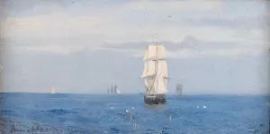 Morgenstemning, Atlanterhavet Oil painting by Amaldus Nielsen