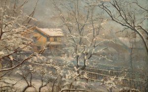 Morgenstemning ved Majorstuveien 8 by Amaldus Nielsen Oil Painting