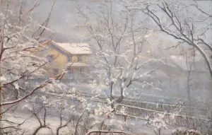 Morgenstemning ved Majorstuveien 8 Oil painting by Amaldus Nielsen