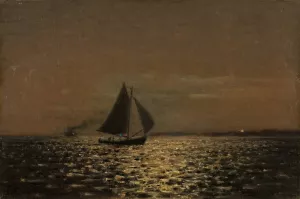 Nattstemning, Hvaler by Amaldus Nielsen Oil Painting