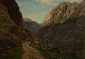 Parti fra Gudvangen by Amaldus Nielsen Oil Painting