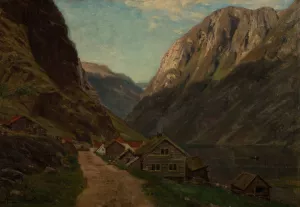 Parti fra Gudvangen Oil painting by Amaldus Nielsen