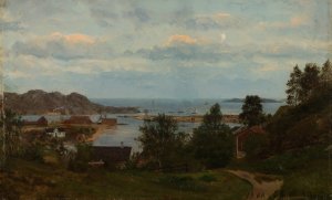 Parti fra Mandal, Oxevolden by Amaldus Nielsen Oil Painting