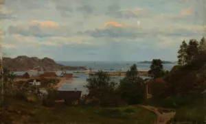 Parti fra Mandal, Oxevolden Oil painting by Amaldus Nielsen