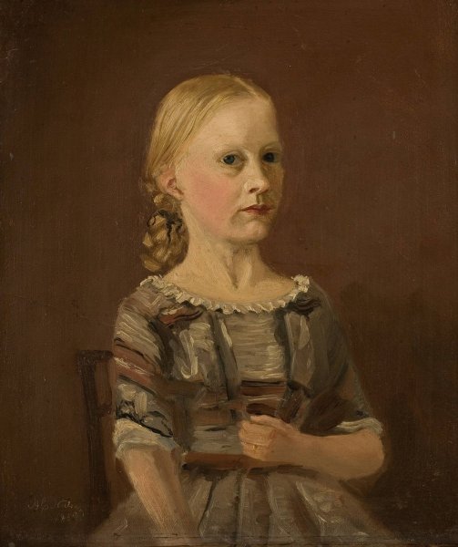 Portrett av kunstnerens kusine fru Caterine Kamstrup  by Amaldus Nielsen - Hand-Painted Oil Painting Reproduction