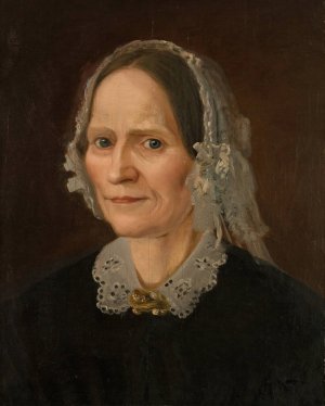 Portrett av kunstnerens mor by Amaldus Nielsen Oil Painting