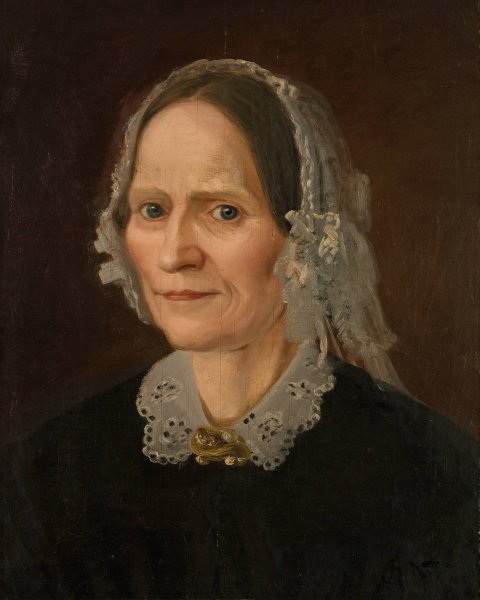 Portrett av kunstnerens mor  by Amaldus Nielsen - Hand-Painted Oil Painting Reproduction