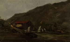 Regnstemning, Mandal Oil painting by Amaldus Nielsen