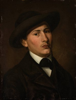 Selvportrett by Amaldus Nielsen Oil Painting