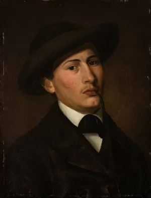 Selvportrett by Amaldus Nielsen Oil Painting