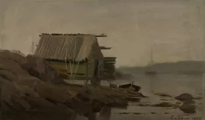 Sjobod, Lindesnes by Amaldus Nielsen Oil Painting