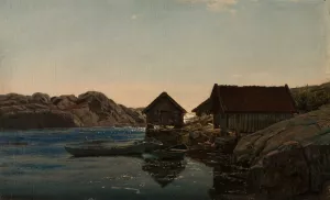 Sjoboder, Lindesnes by Amaldus Nielsen Oil Painting