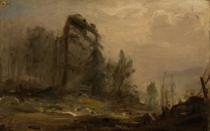 Skogparti i take by Amaldus Nielsen Oil Painting