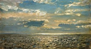 Skyet vaer by Amaldus Nielsen Oil Painting