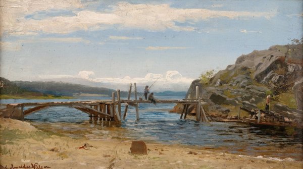 Main Product Photo of Smalsund, Mandal  Painting by Amaldus Nielsen