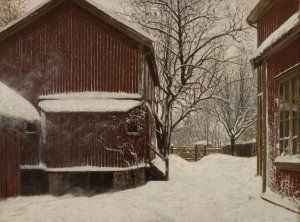 Snefokk i Majorstuveien 8 by Amaldus Nielsen Oil Painting