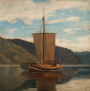 Sognejakt by Amaldus Nielsen Oil Painting