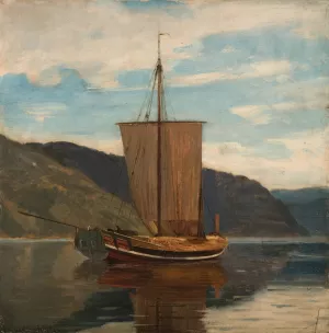 Sognejakt by Amaldus Nielsen Oil Painting