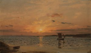 Solnedgang, Hvaler by Amaldus Nielsen Oil Painting