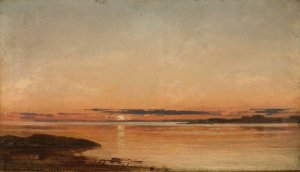 Solnedgang ved Fredrikstad by Amaldus Nielsen Oil Painting