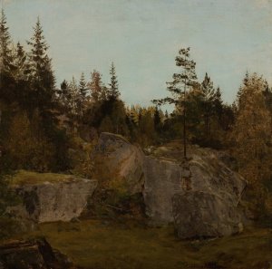 Stenstudie. Bjelland, Mandal by Amaldus Nielsen Oil Painting