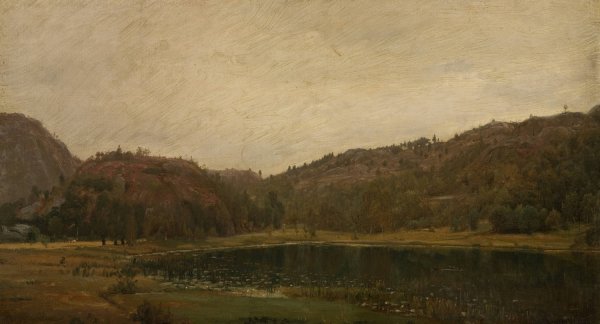 Tjern ved Rolland, Mandal  by Amaldus Nielsen - Hand-Painted Oil Painting Reproduction
