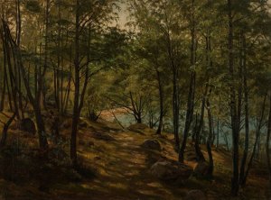 Ulvegjelskogen, Mandal by Amaldus Nielsen Oil Painting