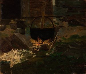 Vaskegryte by Amaldus Nielsen Oil Painting