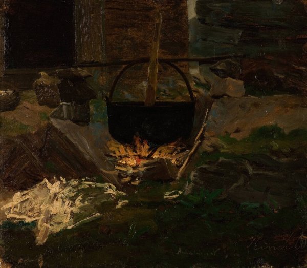 Vaskegryte  by Amaldus Nielsen - Hand-Painted Oil Painting Reproduction